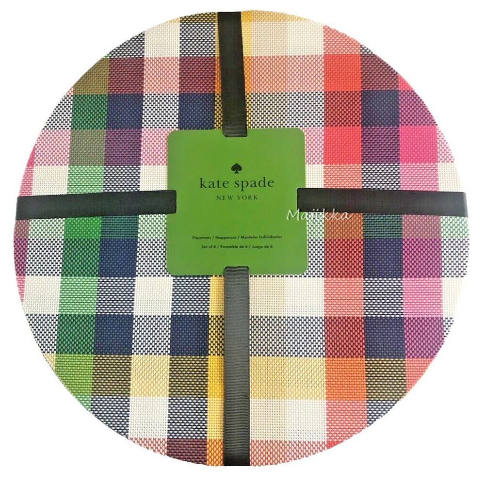 kate spade Prospect Park Vinyl Placemats Set of 6 Indoor Outdoor 15" Round